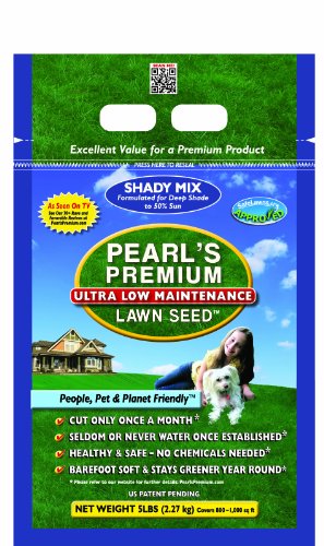 Pearl's Premium Ultra Low Maintenance Lawn Seed Shady Blend Seed Bag, 5 lb