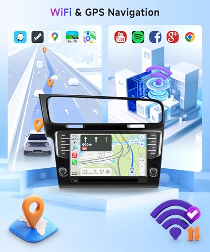 【Dab】 2G+64G Android Car Radio for VW Golf 7 2013-2017, 9 Inch Touch Screen Car Radio Wireless Carplay Android Auto Navi GPS WiFi Mirror Link Bluetooth FM/RDS/DVR/EQ/SWC Backup Camera