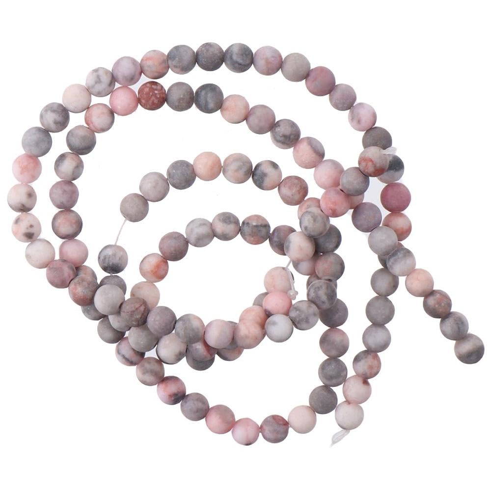 YYlingx 126 PCS Pink Zebra Jasper 6mm Natural Gemstone Beads Loose Spacer Round Stone Beads for Jewelry Making Necklaces Bracelets