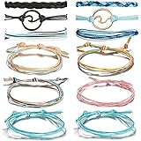 CARSHIER 6-12 Pieces Wave Summer Beach Strand Bracelet Set Handmade Adjustable Friendship Bracelet Handcrafted Jewelry for Women Girl