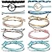CARSHIER 12 Pieces Wave Strand Bracelet Set Handmade Adjustable Friendship Bracelet Handcrafted Jewelry Women B