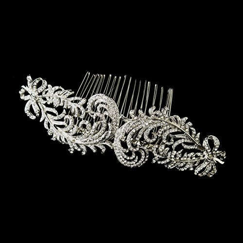 Laurie Antique Style Clear Rhinestone & Floral Fabric Side Comb