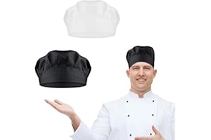 TIESOME 2PCS Chef Hat Adjustable Elastic Baker Kitchen Cooking Chef Cap, Reusable and Washable Durable Pure Cotton Cook Cap
