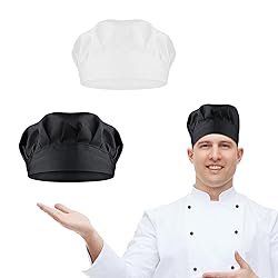 TIESOME 2PCS Chef Hat Adjustable Elastic Baker