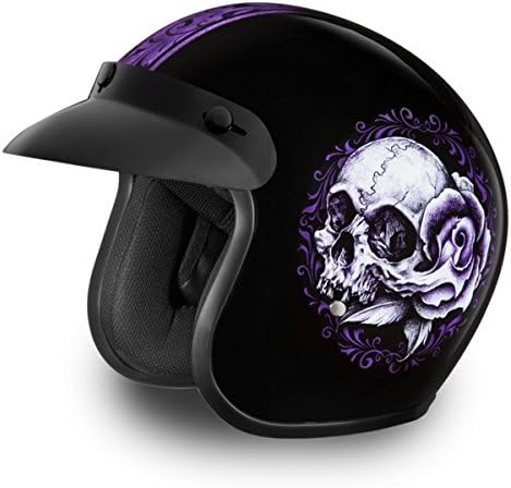 DOT 3/4 Open Face Floral Skull Motorcycle Helmet (Size XL, X-Large)