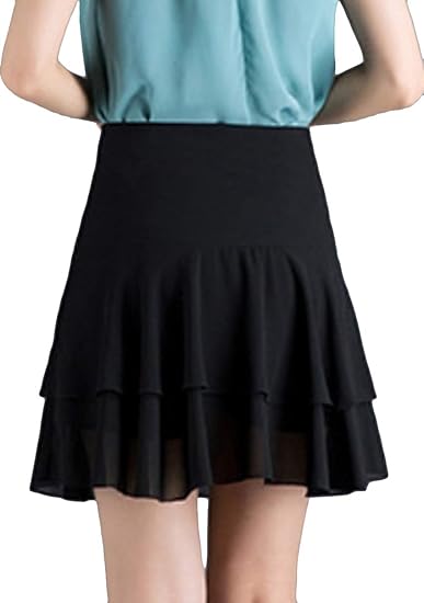 Amazon Tyqqu レデース フレア シフォン Aライン インナー付 ミニスカート ハイウェスト 無地 美脚 ふんわり シンプル 学生 通勤 デート スカート 通販