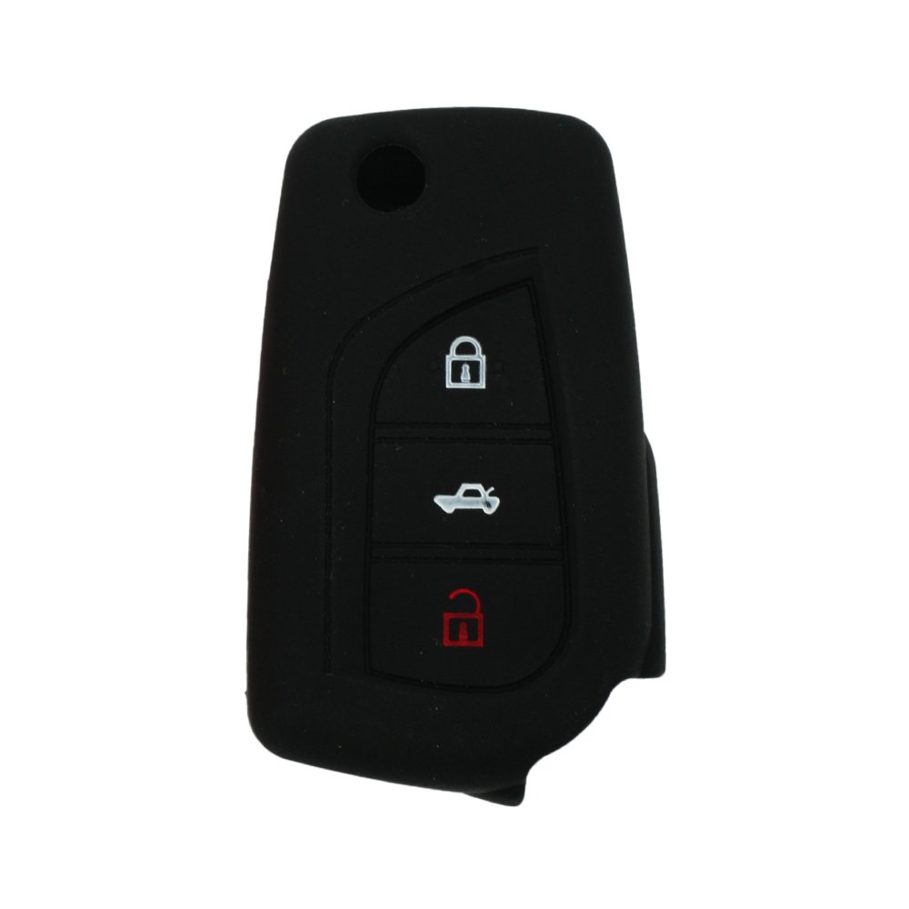 BROVACS Silicone Cover Protector Case Holder Skin Jacket Compatible with TOYOTA 3 Button Flip Remote Key Fob CV9408 Black