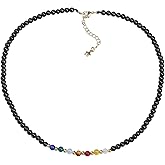 Jewever 7 Chakra Beaded Choker Necklace for Women Black Agate Healing Crystals and Gemstones Meditation Yoga Balance Jewelry