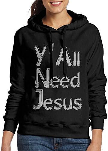 Henrywd Y'all Need Jesus Fleece Pullover Hoodies Oversized Sweater reg and Plus Size Sweatshirts Medium Black
