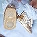 Lidiano Baby Girls Glitter Sequins Sparkly Bling Bowknot Anti-Slip Mary Jane Flat Crib Shoes & Headband (6-12 Months, Gold)