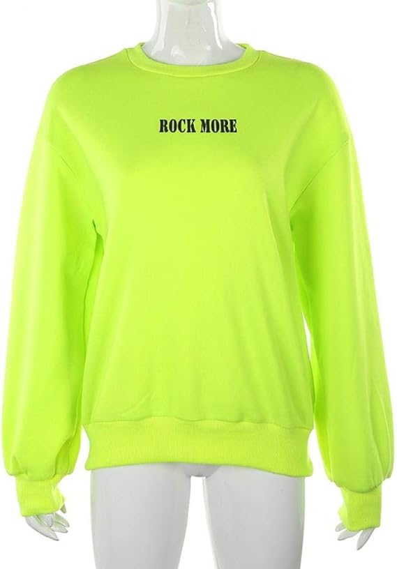 Women s Hoodies Neon Green Casual Lose Weight Hoody Top ONeck Autumn