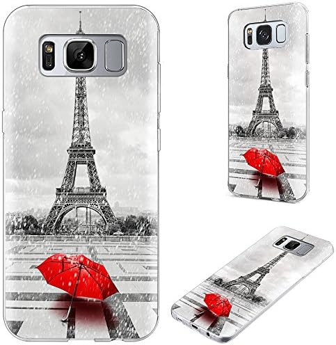 S8 Plus Case,S8 Plus Case for Girls,VoMotec Shockproof Anti-scratch Slim Flexible Soft TPU Rubber Full Protective Shell Cover Cases For Samsung Galaxy S8 Plus,Paris Eiffel tower with red umbrella
