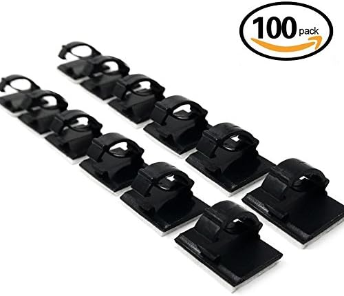 Cable Clips - 100 Pack Wire Clips Adhesive Wire Holder Clamps Cable Tie Holder for Car, Home and Office
