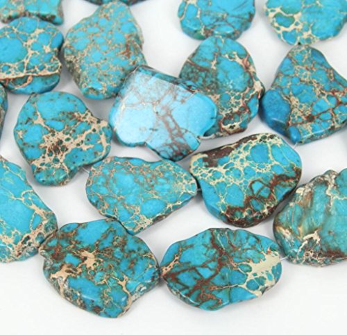 5pcs x Natural Turquoise Blue Sea Sediment Jasper Smooth Free Form Gemstone Nugget Loose Beads ~20-45mm #GX7