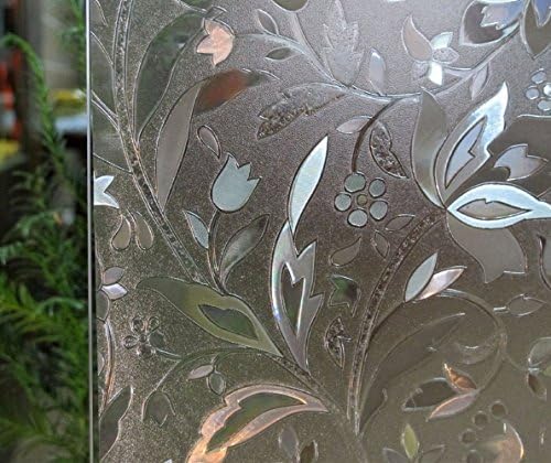NEO Home 3D Tulips Non-Adhesive Glass Film For Meeting Rome/Mall Glass Wall /Glass Door/kitchen/Bath room/Sitting Room/Bedroom/Privacy Window,Avoid Glass Burst.2Ft x 13Ft (60cm x 400cm)