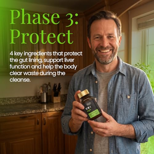 12 in 1 Intestinal Cleanse - 1500mg Wormwood, Black Walnut and Clove + 9 Key Ingredients for Digestive & Liver Support - High Strength Natural Gut Cleanse Detox for Men & Women -30 Day Supply