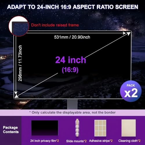 Ssumght [2 Pack] 24 Inch Privacy Screen for Monitor Computer Screen Privacy Filter for 16:9 Widescreen Monitor Desktop PC Anti-Glare Protector and Blue Light UV-Blocking