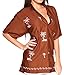 La Leela Women Hawaiian Shirt Embroidered Blouses Casual Workwear Boyfriend Dress Top