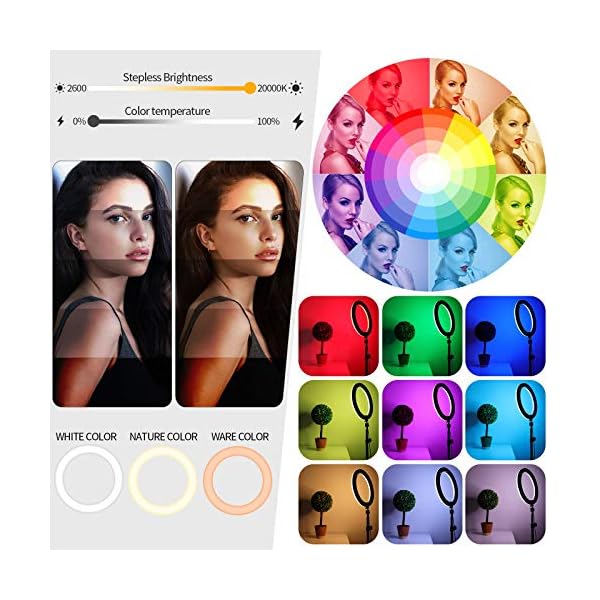 FOSITAN 12 Zoll RGB Ringleuchte Ringlicht mit Stativ und Desktop Ständer, APP Steuerung, 3 Farben, Mehrere RGB Modi, 3… – Bild 8