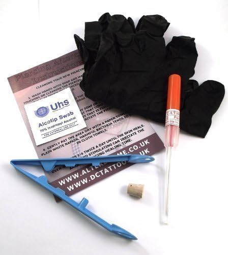 DCTattoo 1.6mm (14g) Sterile Cannula Needle Piercing Kit for Bridge Nose Piercing. Kit Includes Ball Bar Piece of Jewellery