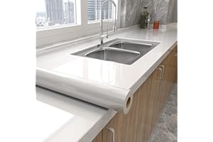 TILTIL Shiny White Wallpaper Peel and Stick Wallpaper Glossy Self Adhesive Removable Wallpaper,15.8" X 118"Waterproof Countertop Paper White Contact Paper for Cabinet Countertop Furniture Kitchen Vinyl Film