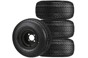RM Cart 8" Flat Black Steel Wheels with 18x8.50-8 Deli Sawtooth 4-Ply Tires (Set of 4) | Golf Cart Tire and Wheel Set | Fits Non-Lifted 4-Lug Golf Carts
