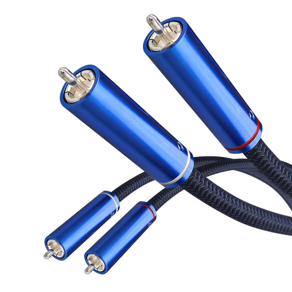 Brollitest High-End RCA Cables,Silver-Plated Conductors, Sterling Silver Hi-Fi Cables, 2 X 2 Plugs, Stereo Audio Cables for Cds, Amplifiers, Audio Equipment, Decoders 2m