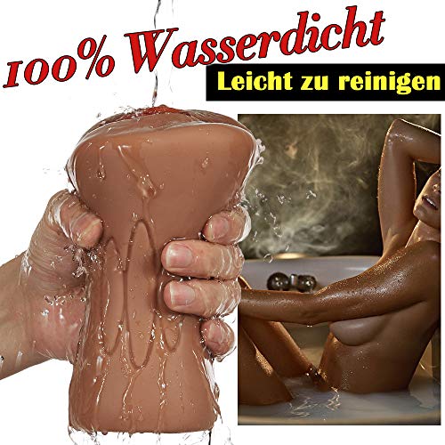 Taschenmuschi für Männer Tragbare Pocket Pussy Realistische Masturbatoren echter Vulva und Klitoris Erotik Sexspielzeug für Männer Bronze Teint