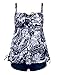 Nonwe Women's Retro Vintage Floral Printed Two Piece Plus Size Swimsuits with Shorts