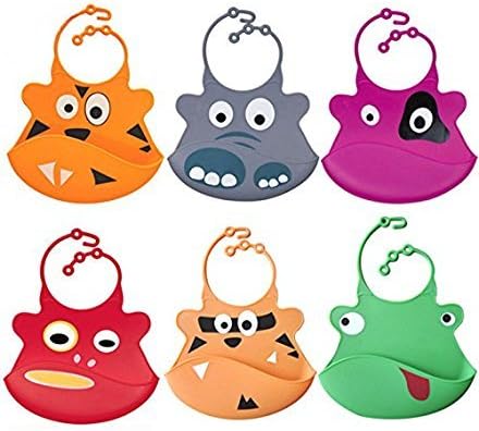 Shuxen(TM) BS#S Washable Silicone Infant Feeding Baby Kid Bib Fun Characters Waterproof