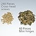 Coobey 60 Pieces Mini Hinges for Cabinets Connectors with 240 Pieces 7mm Replacement Brass Hinge Screws