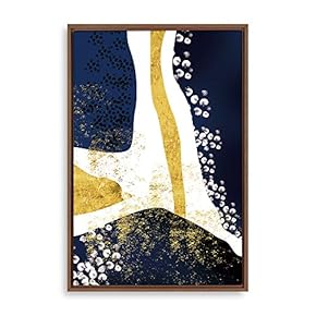 Framed Home Artwork Golden Abstract Art for Living Room Bedroom