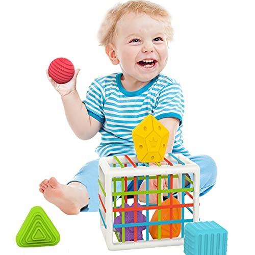 Baby Toy Sensory Bin Cube Fidget Baby Games Baby Sorting Toys with Colorful Shapes Baby