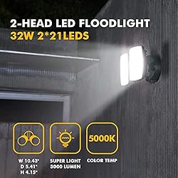 LUTEC LED 3000 Lumen 32W 5000K Integrated Dual-Head