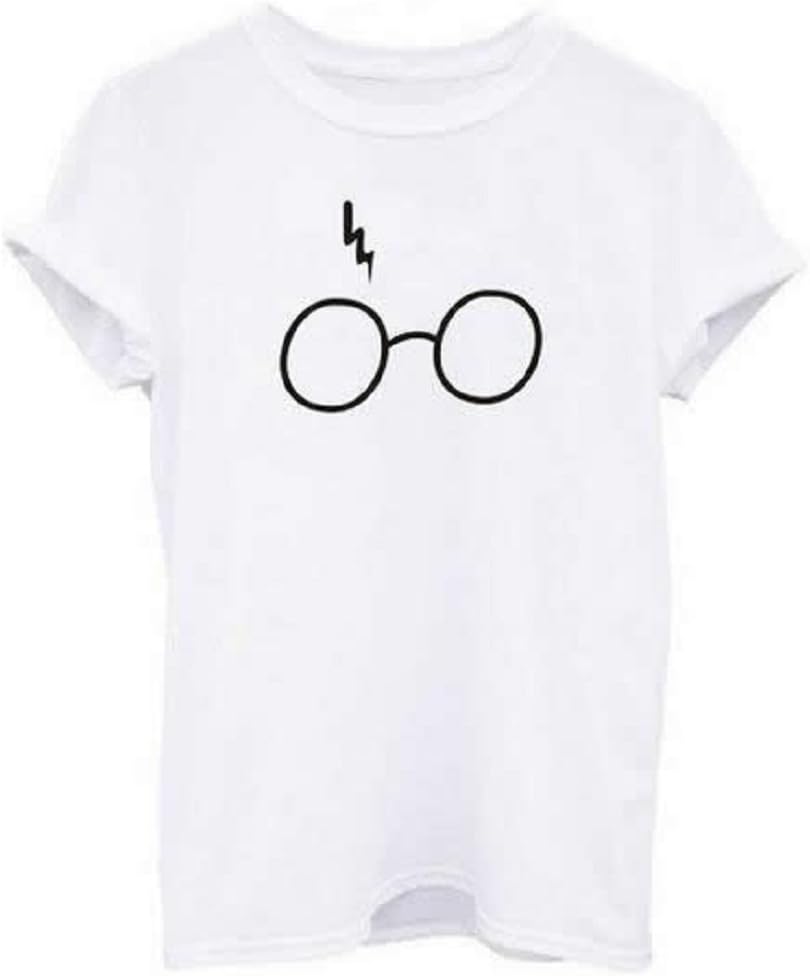 UR Ladies Women Harry Potter Glasses Cute Print Short Sleeve Crew Neck T-Shirts