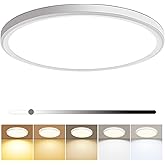 hunhun 16 Inch Dimmable LED Flush Mount Ceiling Light 4800LM Round Light Fixture 5 Color Temperature Selectable Super Slim Large Flat Ceiling Lamp for Living Dining Room White