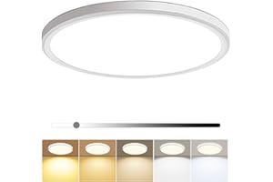 16 Inch Dimmable LED Flush Mount Ceiling Light 4600LM Slim Round Light Fixture 3000K-6000K 5 Color Temperature Selectable Lar