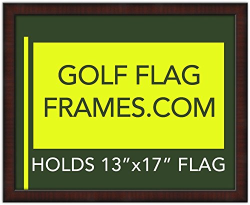 Golf Flag Frames 16x20 Mahogany, Moulding brn-002, Green Mat (holds 13x17 Masters Golf Flags; flag not incl)