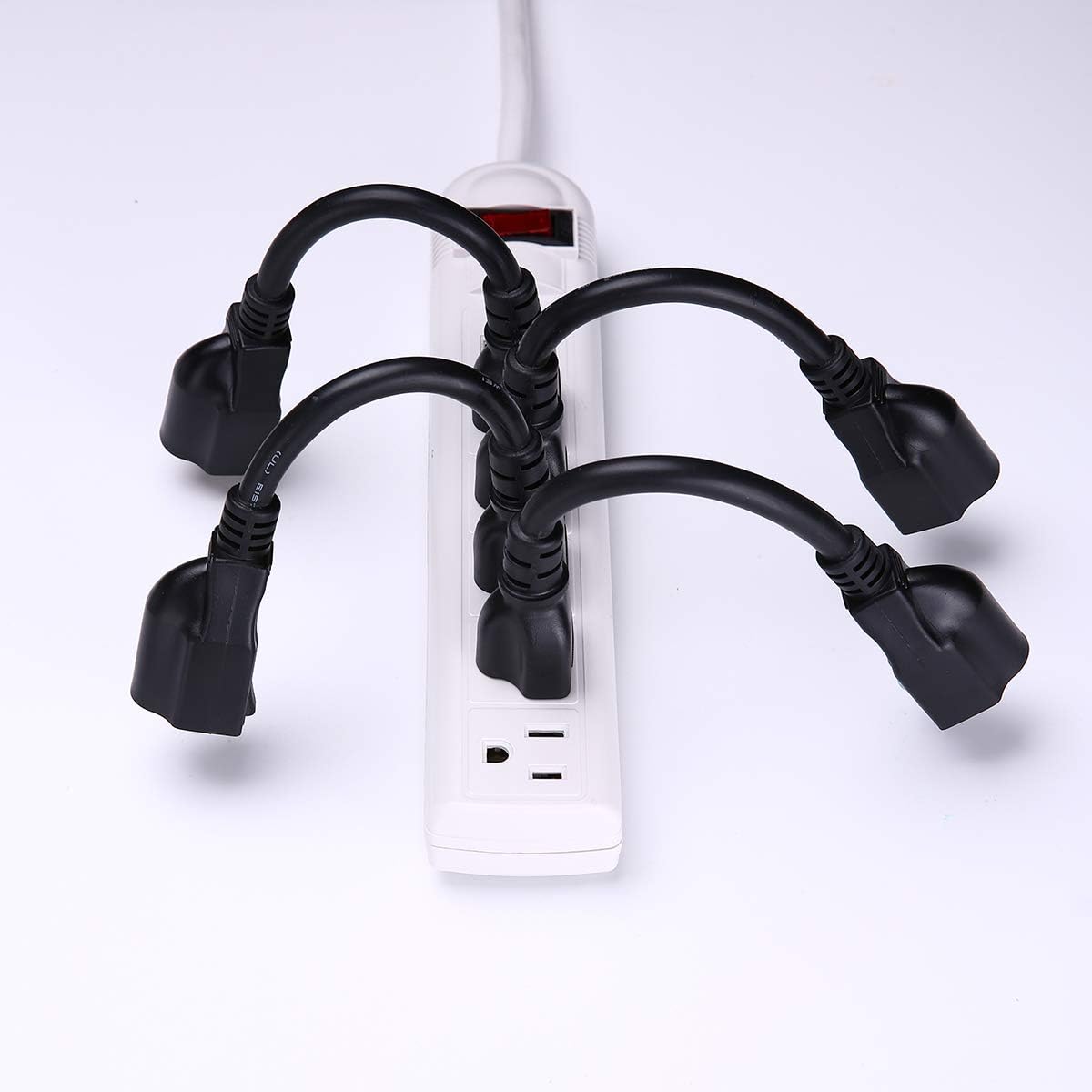 [UL Listed] Miady Short Power Extension Cord Outlet Saver, 16AWG/13A, 3 Prong (4 Pack, Black, 8 Inch): Home Audio & Theater
