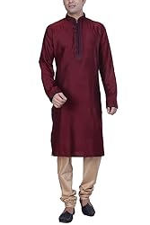 KISAH Men's Indian Front Open Jaquard Cotton Silk