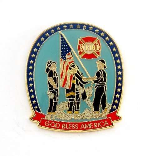 Fire Fighter Department God Bless America Lapel Hat Pin PPM720
