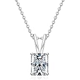 AnuClub Moissanite Pendant Necklace 2/3/4/5CT D Color VVS1 925 Sterling Silver Everyday Wear Necklace for Women Wife Her with Certificate, 40+2+3 Adjustable Chain