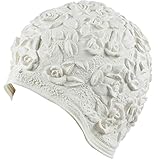 Latex with Embossed Flower Pattern Ornament Swim Bathing Cap ( Available in 6 Colors)