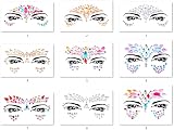 FACEGEM LONDON 9PCS Adhesive Face Gems Jewel Tattoo Sticker Festival Rave Body view 1