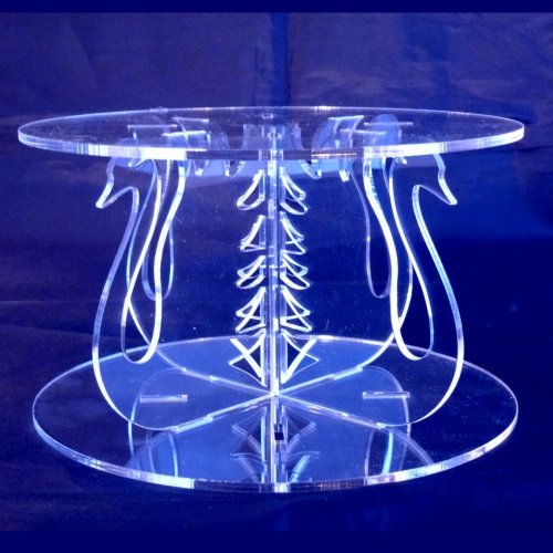 Swans Round Acrylic Pillars Wedding & Party Cake Separators/Stands AME SIZE TOP AND BOTTOM