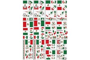 80 张 2026 年世界杯贴纸临时纹身,14 包墨西哥足球主题贴纸不重复,世界杯墨西哥队球迷,足球运动派对礼品装饰