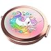 OHAOYU Makeup Mirror Rose Gold Compact Mirror Portable Hand Mirror Round Mini Pocket Mirror with 2 x 1x Magnification for Woman,Mother,Girls,Great Gift (Unicorn)