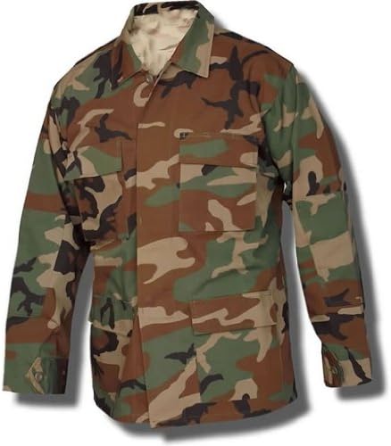 BDU Coat - Shirt; Woodland Camouflage Size Medium X-Short