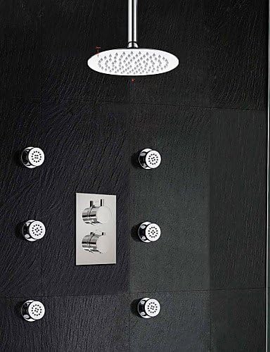 Ling@ Shower Tap Waterfall Shower 8 Inch Faucet Thermostatic Mixer Valve Body Massage Spray Jet System