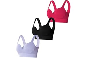 2-3 Pack Supportive Comfort Wireless Bras for Women Full Support Seamless Bralette Yoga Fitness Running Shockproof Sports Bra